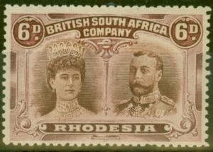 Rhodesia 1910 6d Brown & Purple SG145 Fine Mtd Mint