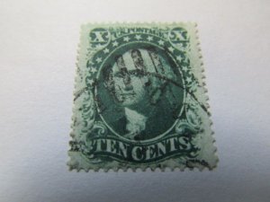 US Stamps, Sc. #35 USED 10 Cent green Washington Type V 1859 w/R. Doporto Certif
