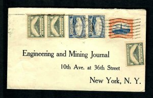 Lot2n Bolivia Cover 1917 Multi stamps to Advt. Engineering & Mining Journal NYNY