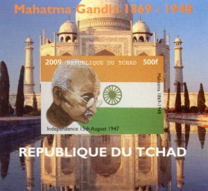 Chad 2009 MAHATMA GANDHI Deluxe s/s Imperforated MInt (NH)