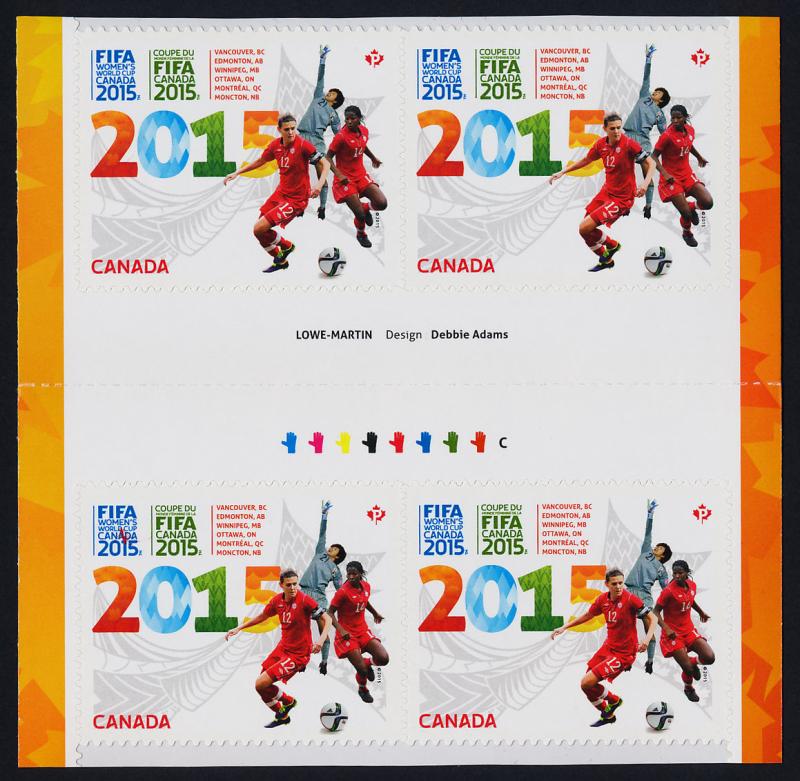 Canada 2837 Gutter pair Block MNH FIFA Womens World Cup Soccer, Football