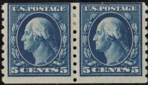 SC#396 5¢ Washington Coil Pair (1913) MHR