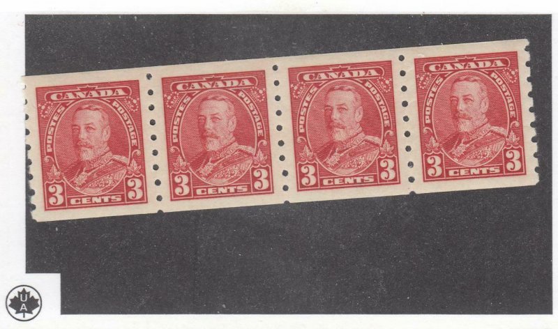 CANADA (KSG911) # 230 VF-MLH  3cts  KGV PICTORIAL COIL STRIP OF 4 / CARM CAT $80