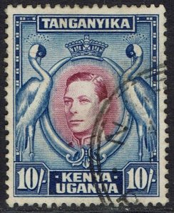 KENYA UGANDA AND TANGANYIKA 1938 KGVI BIRDS 10/- PERF 13¼ USED