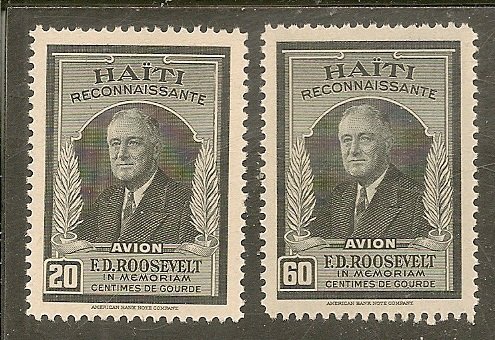 Haiti  Scott C33-34  Roosevelt  MNH