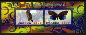 Rwanda 2011 Butterflies & Owls #2 perf sheetlet conta...