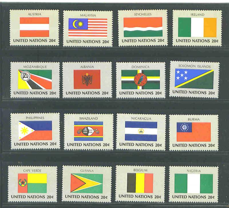 UN New York Sc. #374-89 f-vf mnh complete 1982 Flag set 