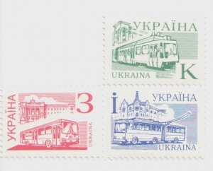 1995 Ukraine standard stamps Public Transport SERIES, trolleybus bus tram, MNH