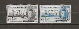 TURKS & CAICOS 1946  SG 206s/7s  MINT Cat £80