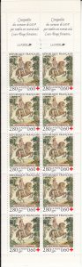 France 1995 MNH Sc B663b Booklet 10 + 2 labels Horse and rider Tapestry Hors...