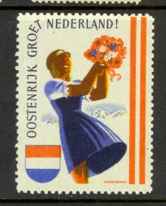 AUSTRIA WELCOMES NETHERLANDS Poster Stamp Showing Girl Offering Bouquet MNH