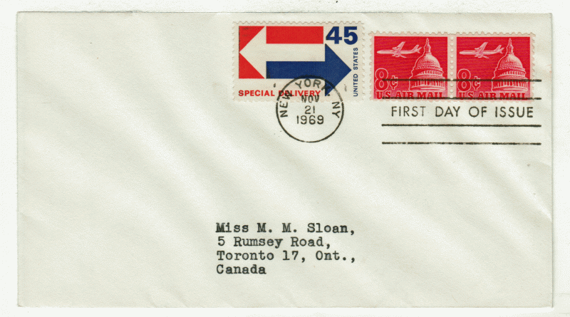 USA First Day Cover Special Delivery # E22 - 45 Cent Arrows w/ C64