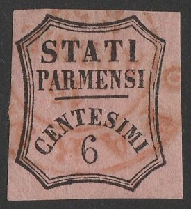 ITALY - Parma 1853 Newspaper Tax Shield 6c. Sass SG 1 cat €800+. Expertised.