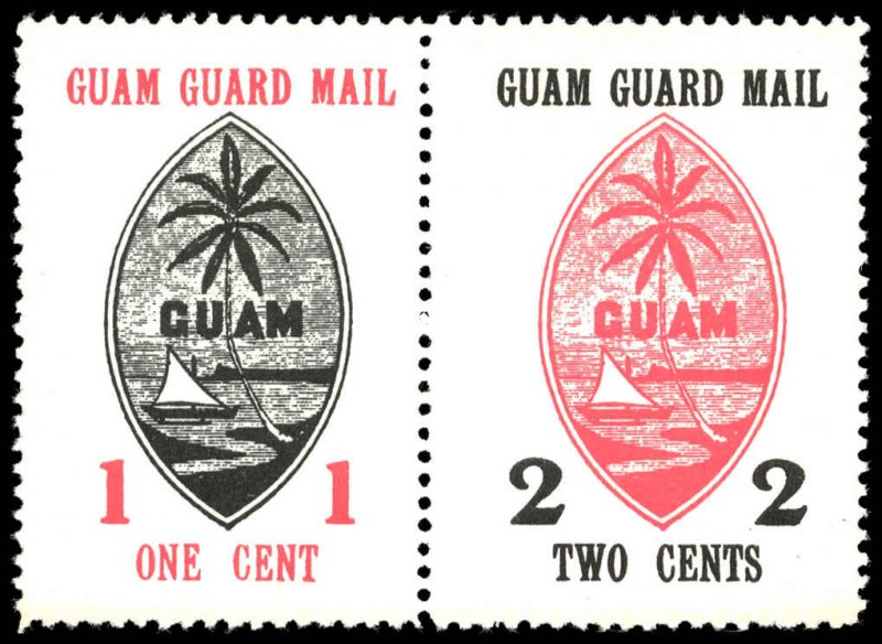 GUAM GUARD MAIL PAIR from 1980 50th Anniversary Sheet - MNH