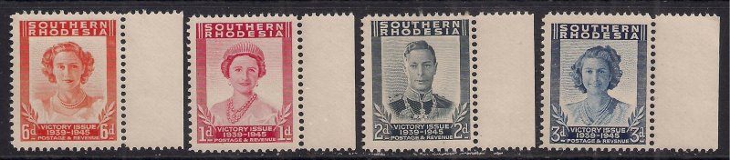 Southern Rhodesia 1947 KGV1 Set 4 Victory stamps Umm SG 64 - 67 ( F735 )