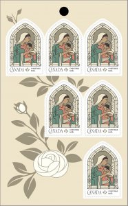 CHRISTMAS = MADONNA & CHILD = BACK Booklet page of 6 stamps Canada 2023 MNH