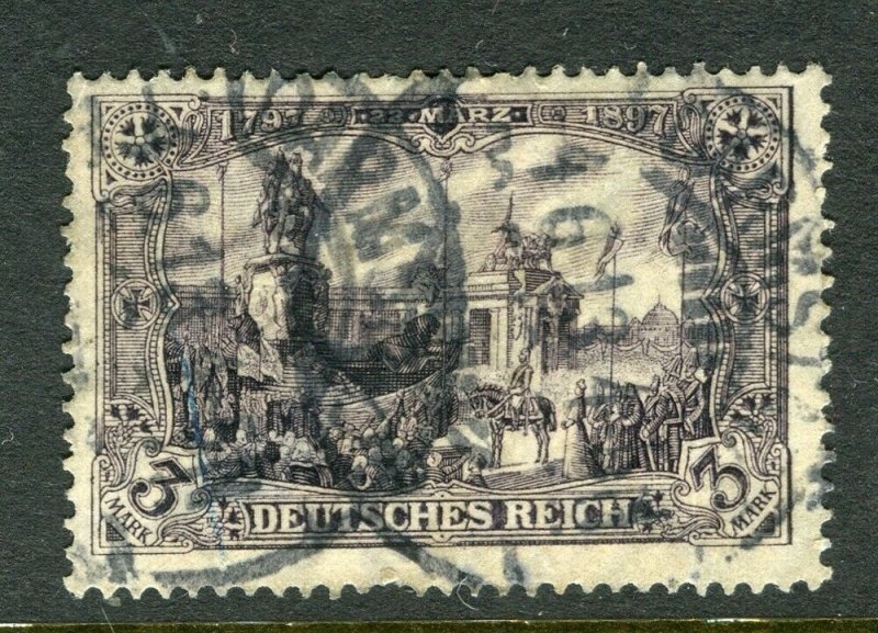 GERMANY; 1906-11 early Deutsches Reich high value 3M. used fair Postmark