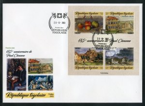 TOGO 2023 185th ANNIVERSARY OF PAUL CEZANNE PAINTINGS SHEET FDC