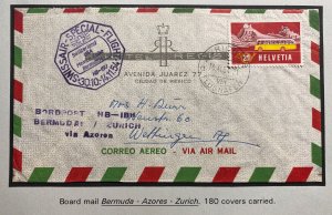 1954 Zurich Switzerland Special Flight Airmail Cover To Bermudas