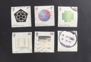 GB 2001.  Nobel prizes. Set of 6 used stamps .