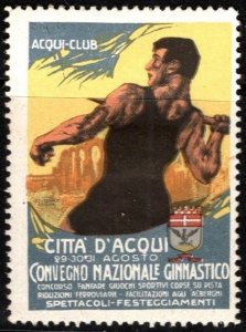 1931 Italy Poster Stamp City Of Acqui National Gymnastic Conference Fanfare