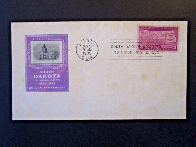 United States SC# 858 FDC / S Dakota Cachet / Unaddressed - Z5196