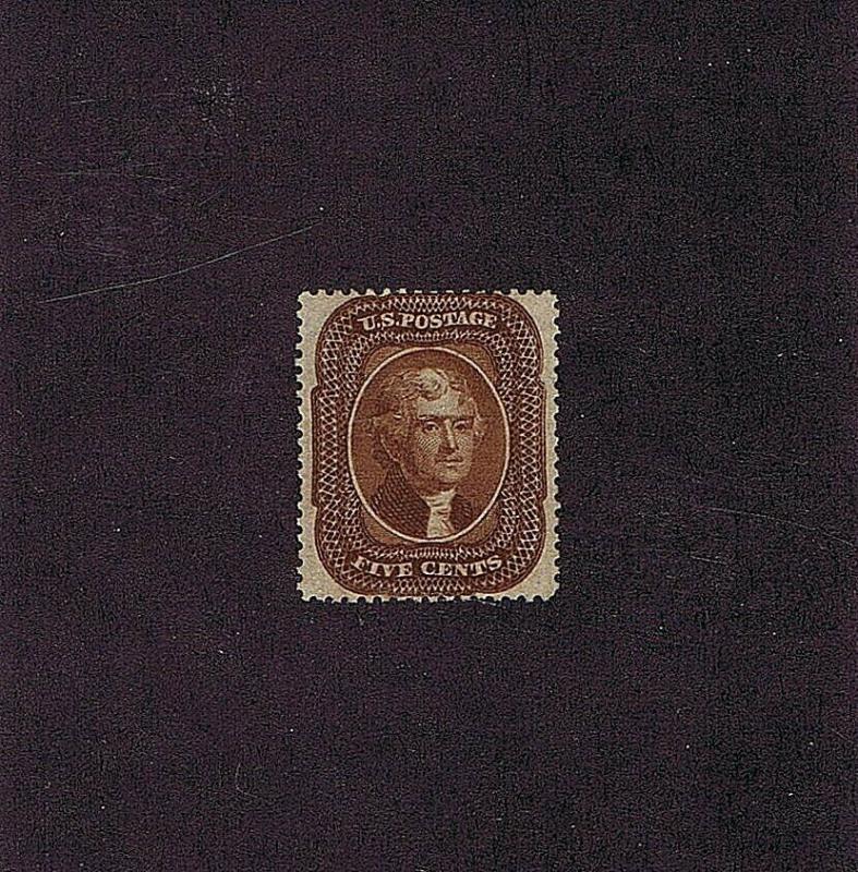 SC# 30 UNUSED ORIG GUM PREV HINGED 5C JEFFERSON 1861, 2019 PF CERT, HIGH CAT VAL