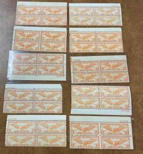 C19  NH Fine WHOLESALE Lot of 10 Plate Blocks  CV $200