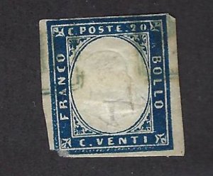 Italy Sardinia SC#12 Used corner problems SCV$42.00..Great & Popular!