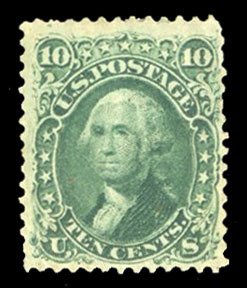 United States, 1861-66 #68, 1961 10c green, cancel removed (appears unused)