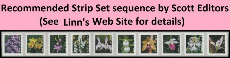 US 5435-5444 5444a Wild Orchids forever coil strip set (10 stamps) MNH 2020