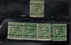 1c Franklin #552 5 different of pre-cancelled