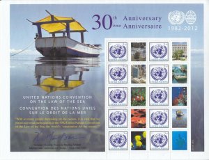 UN 2012 - 30th Anniv Law of the Sea Convention - Personalised Stamp Sheet - MNH