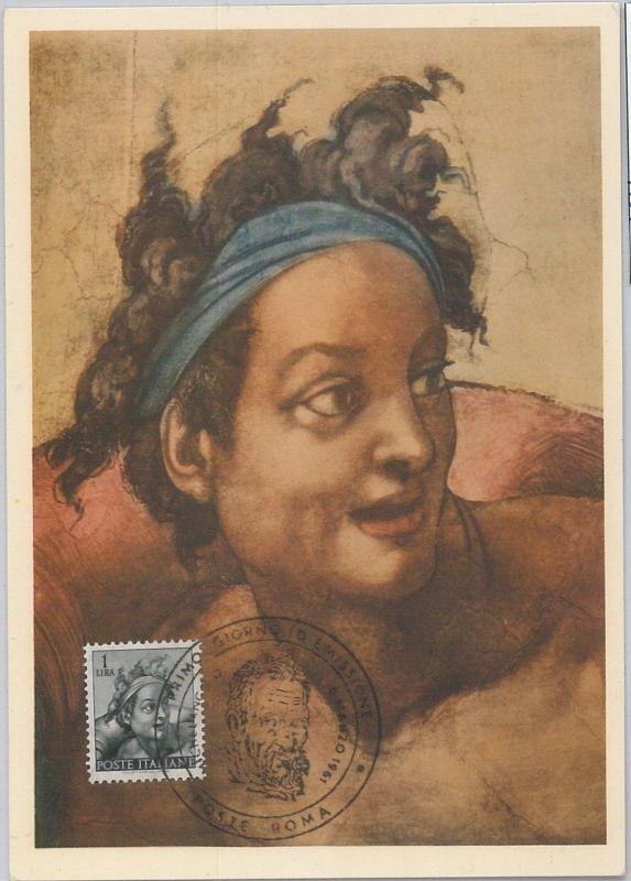 56853 -   ITALY -  POSTAL HISTORY - MAXIMUM CARD: 1961   MICHELANGELO 1 L. - ART