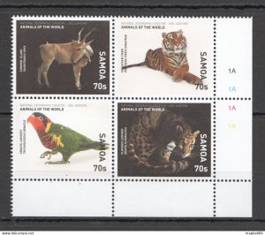 2016 Samoa Wild Cats Tigers Birds Animals Geographic Mnh Fat064 