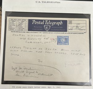 15TO29-15TO30 Affixed to 3 Postal Telegraph Co. Paid Telegrams L1525R