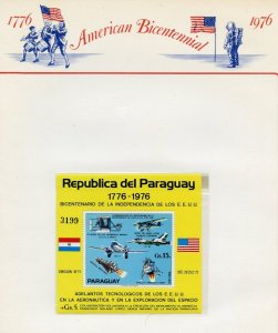 PARAGUAY US BICENTENNIAL AVIATION SOUVENIR SHEET  MINT NH AS SHOWN   