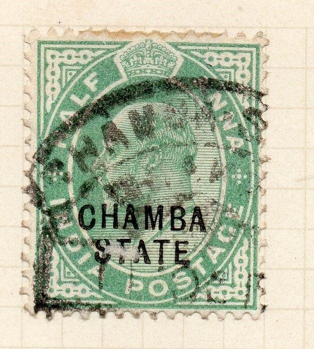 Indian States Chamba 1913 Early Issue Fine Used 1/2a. Optd 229740