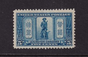 1925 LEXINGTON-CONCORD 5c blue Sc 619 MNH XF nice OG single stamp (BC