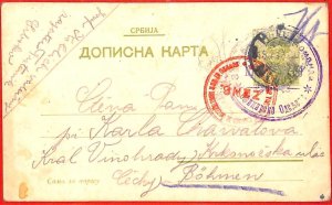 aa1557 - SERBIA - POSTAL HISTORY - STATIONERY CARD to CZECHOSLOVAKIA Censored-