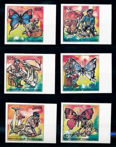 [75576] Togo 1990 Insects Butterflies Scouting Mushrooms Imperf. Set MNH