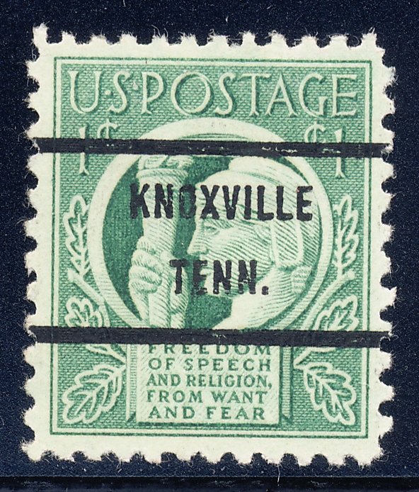 Knoxville TN, 908-71 Bureau Precancel, 1¢ Four Freedoms