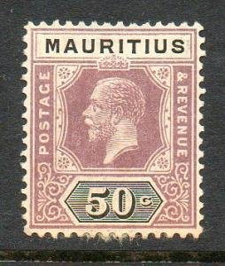 MAURITIUS  195  SINGLE  50¢  MINT VERY LIGHT HINGE  SHERWOOD STAMP