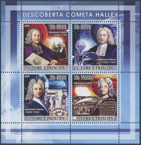 Sao Tome & Principe 2008 MNH Space Stamps Halley's Comet Edmond Halley 4v M/S