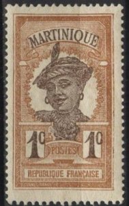 Martinique 62 (mh) 1c Martinique woman, red brn & brn (1908)