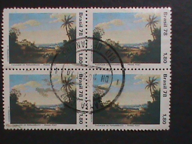 BRAZIL-1978 SC#1592 PAINTING OF PURNAMBUCOBY FRANS POST-FANCY CANCEL-BLOCK VF