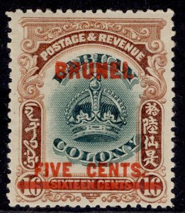 BRUNEI EDVII SG16, 5c on 16c green & brown, M MINT. Cat £48.