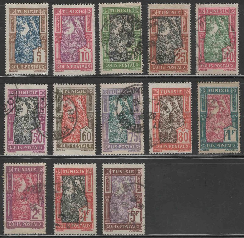 Tunis Tunisia Scott Q11-Q23  parcel post 1926  short set 13/15