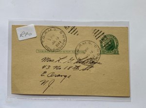 US POSTAL CARD POSTMARK R.P.O. TO R.M.S. GOLDSBORO , N.C. 1944, RMS CANCEL 