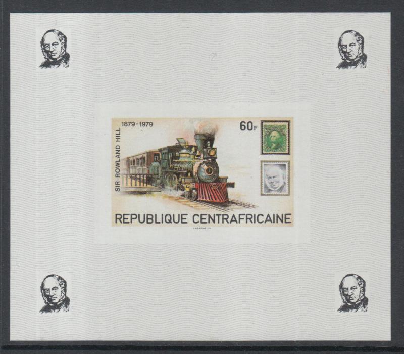 XG-K543 CENTRAL AFRICAN - Trains, 1979 Rowland Hill, Imperf. 60F MNH Sheet